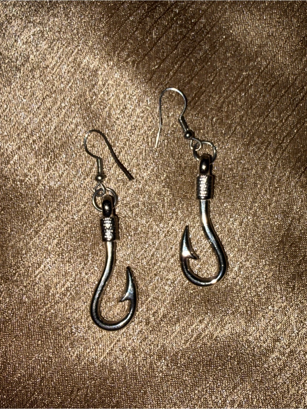 Silver Fish Hook Dangle Earrings for Women